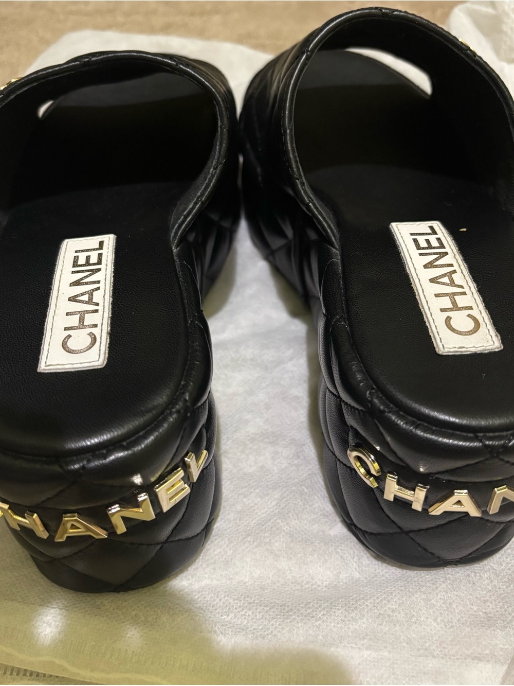 Chanel Black Quilted Lambskin  Platform Slide Sandals - Picture 7 of 7